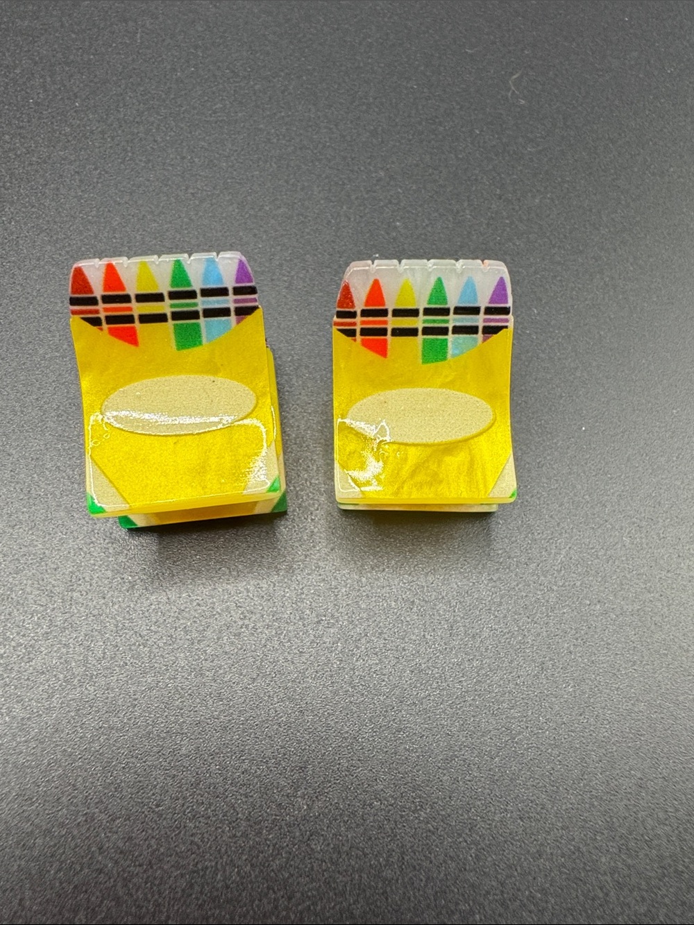 Back to school crayon box min hair clip set of 2